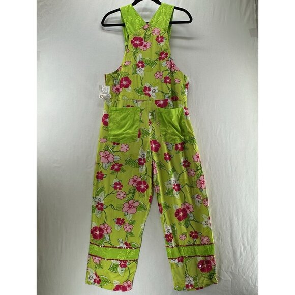 Boston Proper Jumpsuit Womens XS Wide Leg Sleeveless Bib Pocket Floral Green Red - Picture 2 of 13